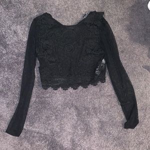 Forever21 black lace mesh crop top